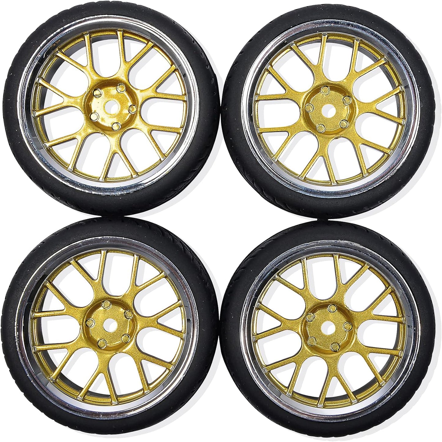 Carson 500900163 1:10 Y-Design2 Wheel (4) Gold/Chrome Model Construction Accessories, Spare Part, Tuning, Tyre Set