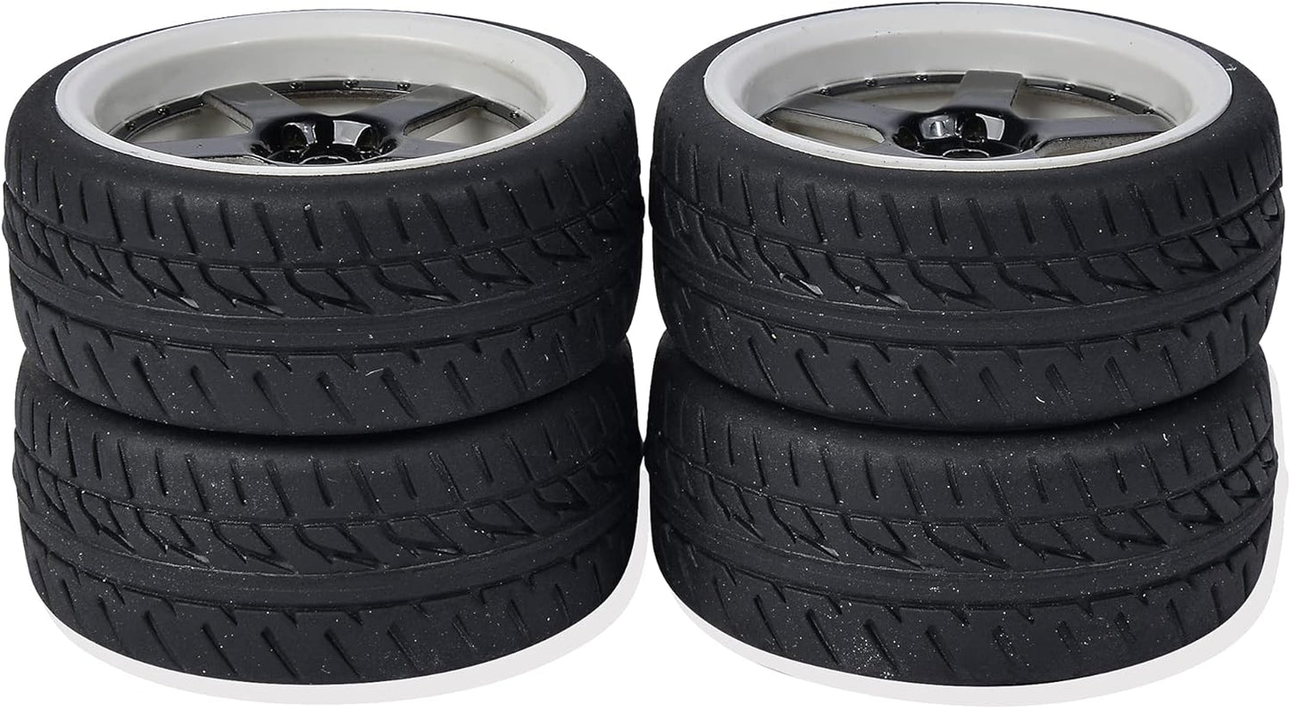 Carson 500900165 1:10 Wheel 5 Sp. Design (4) Black/White-Model Building Accessories, Spare Part, Tuning, tyre Set
