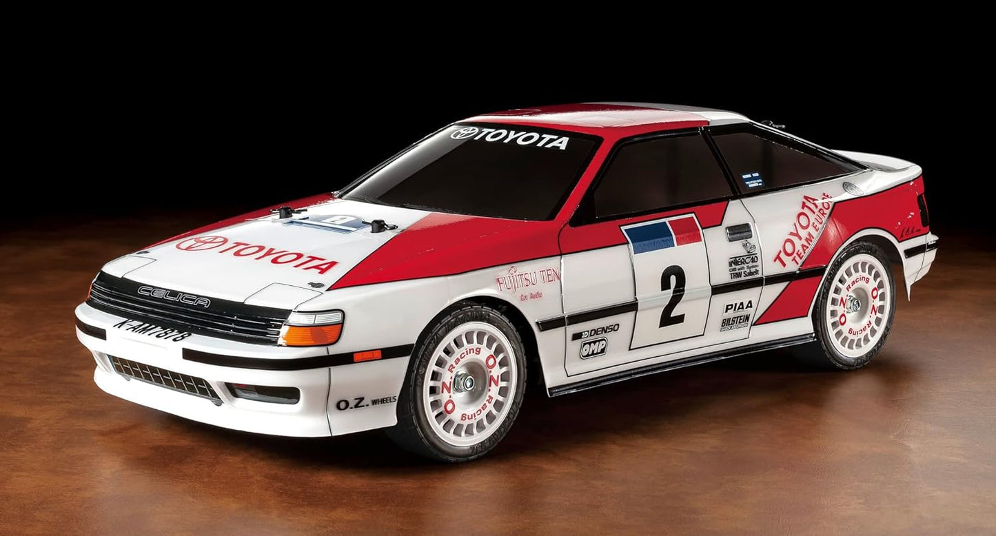TAMIYA Toyota Celica GT-Four TT-02 Multicoloured 1:10 RC Model Car Electric Rally Allrada 58718 TT-02-Remote Controlled Vehicle, Building, Kit for Assembly, Hobby, Crafts, Making, White/Opulent Garden