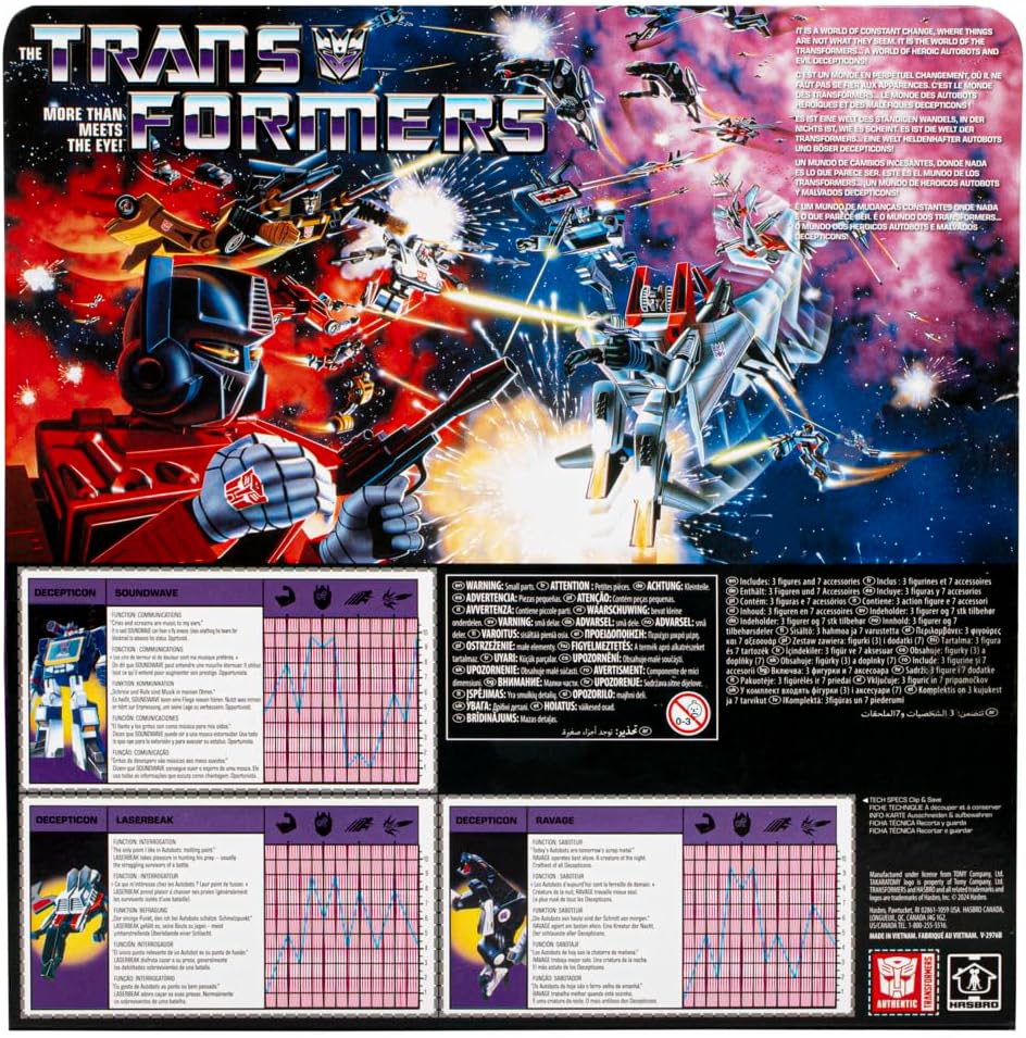 The Transformers Retro G1 figurine Decepticon Communicator Soundwave with Laserbeak & Ravage 18 cm