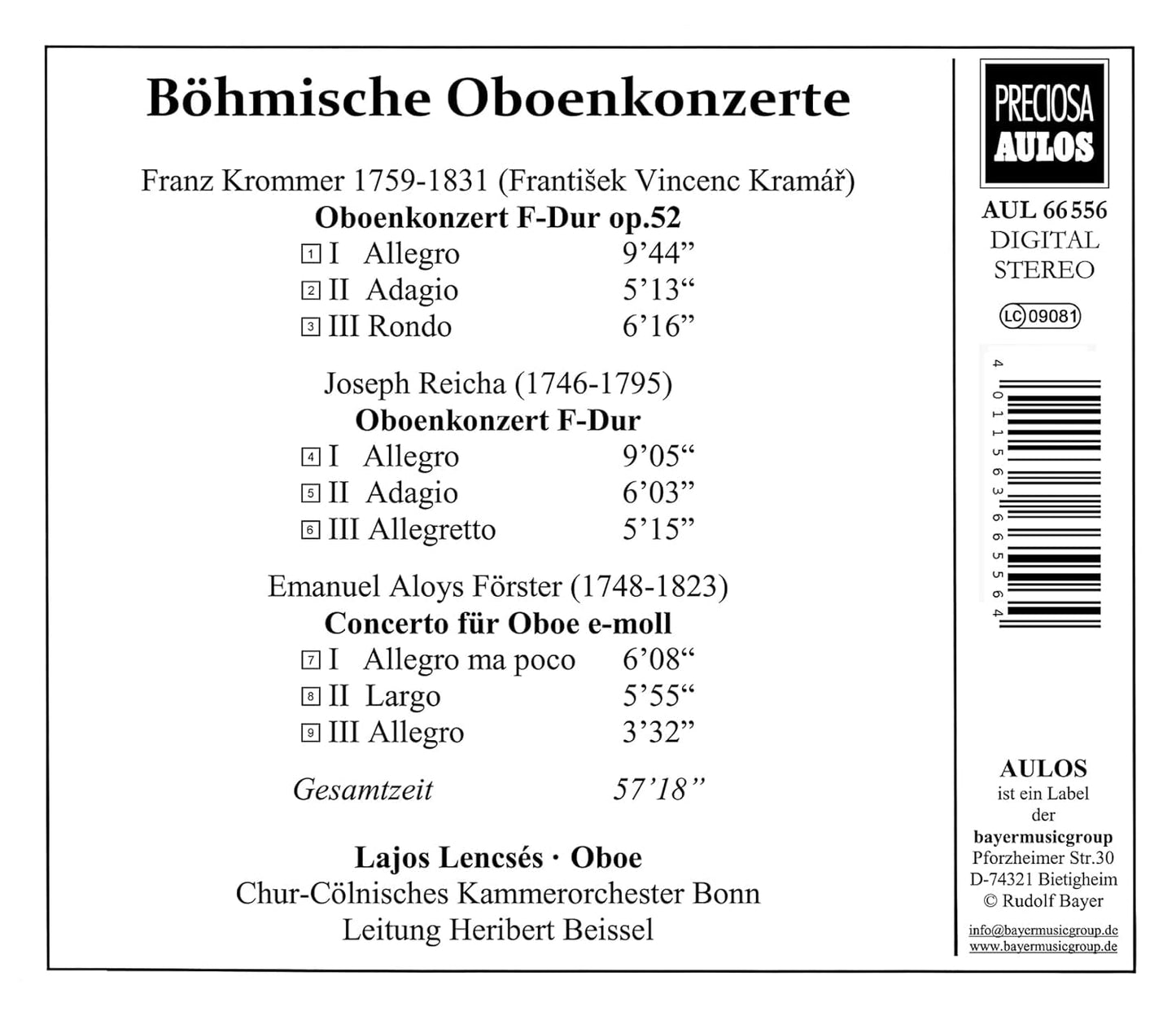 Böhmische Oboenkonzerte