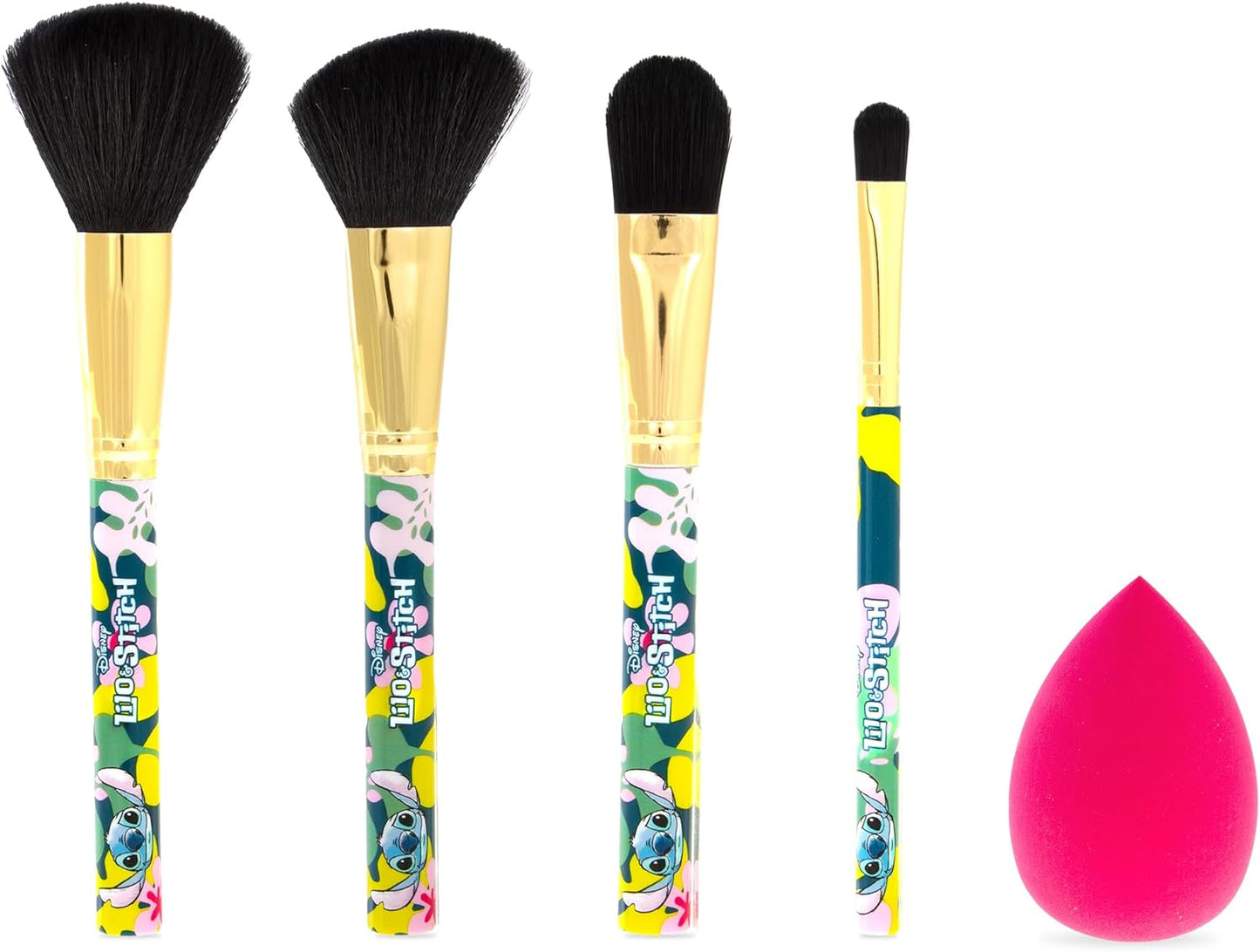 MAD BEAUTY Disney Lilo & Stitch Cosmetic Brush Set Plus Blender Sponge, Beauty & Self-Care Gifts, Four Brushes For Versatile Use