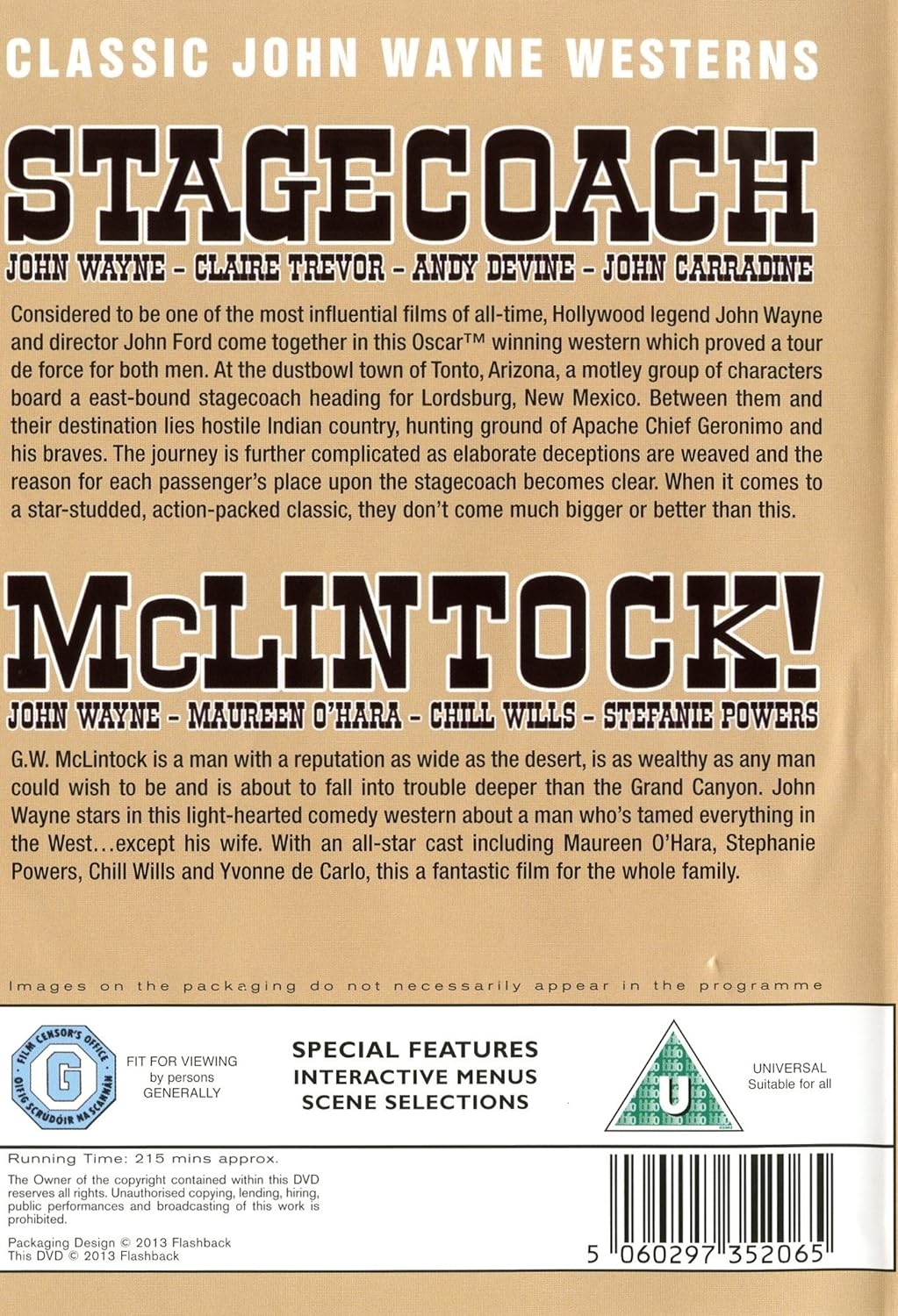 stagecoach and mclintock (2 dvd set)