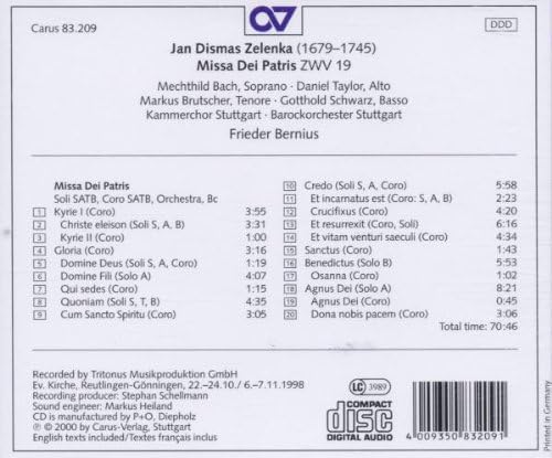 Missa Dei Patris Zwv 19 (Stuttgart Baroque Orch, Bernius)