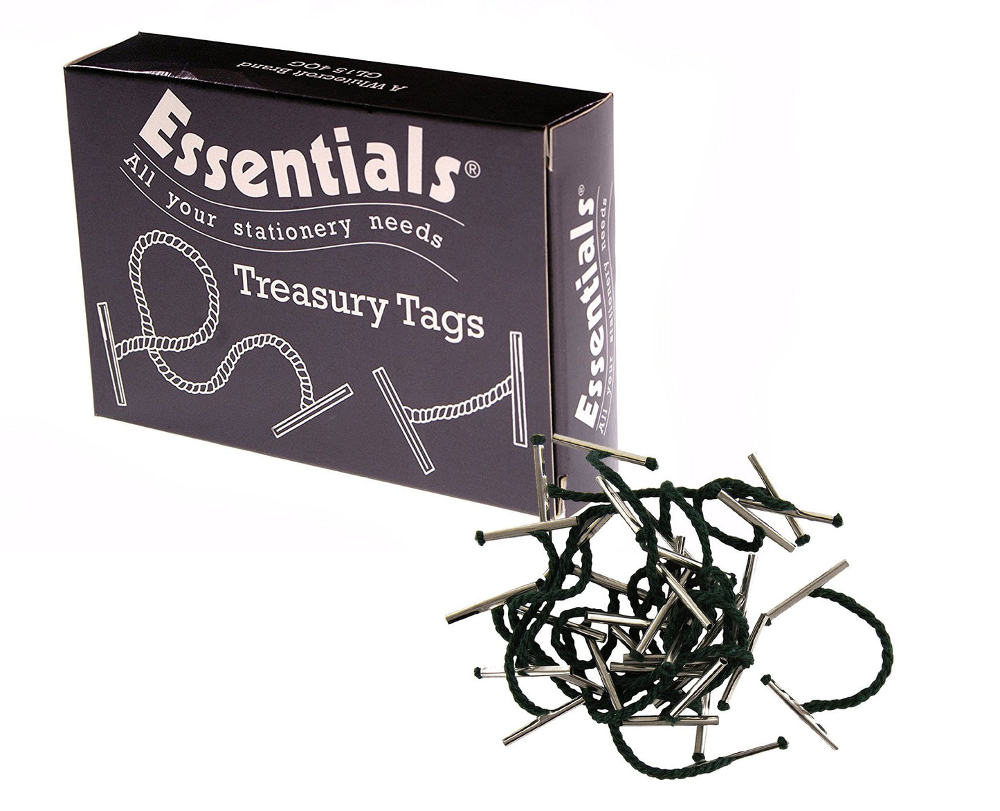 Whitecroft Essentials 27171/10 51 mm Metal Ended Treasury Tag - Green (Pack of 100