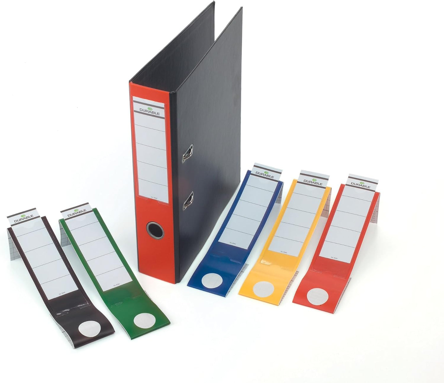 Durable Ordofix Self-Adhesive Spine Labels | Ideal for Lever Arch Files and Folders | Assorted Colours | Pack of 10 | 60 mm Width