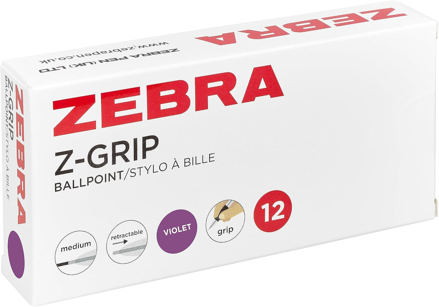 Zebra Z-Grip 1.0 mm Ballpoint Pen - Violet (Pack of 12