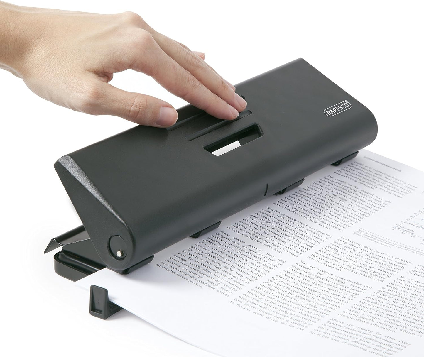 Rapesco PF75P0B1 75-P 4-Hole Punch, 16 Sheet Capacity, Black