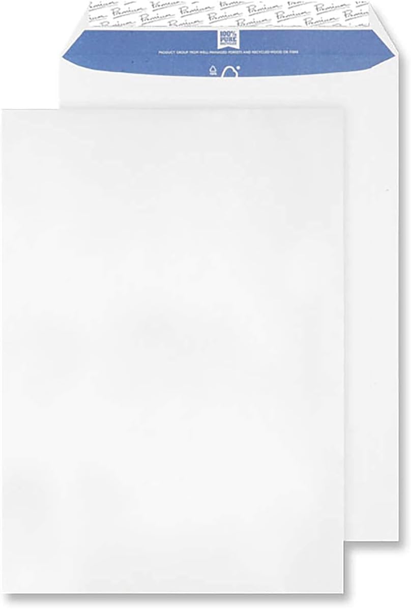 Blake Purely Everyday DL 110 x 220 mm 100 GSM Peel and Seal Envelopes (23882/50 PR) White, Pack of with Premium Pure C4 229 x 324 mm 120 GSM Recycled Peel & Seal Pocket Envelopes (RP84653) Super WHI