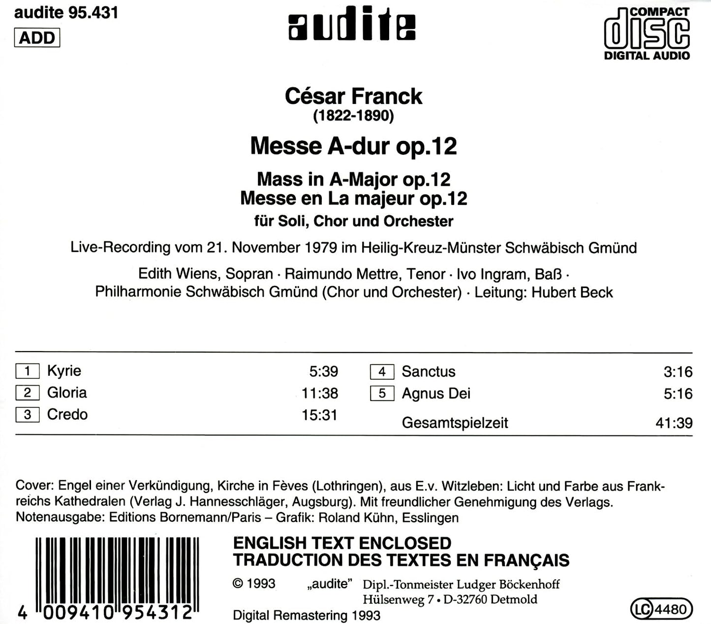 Messe A-dur Op. 12 (Beck)