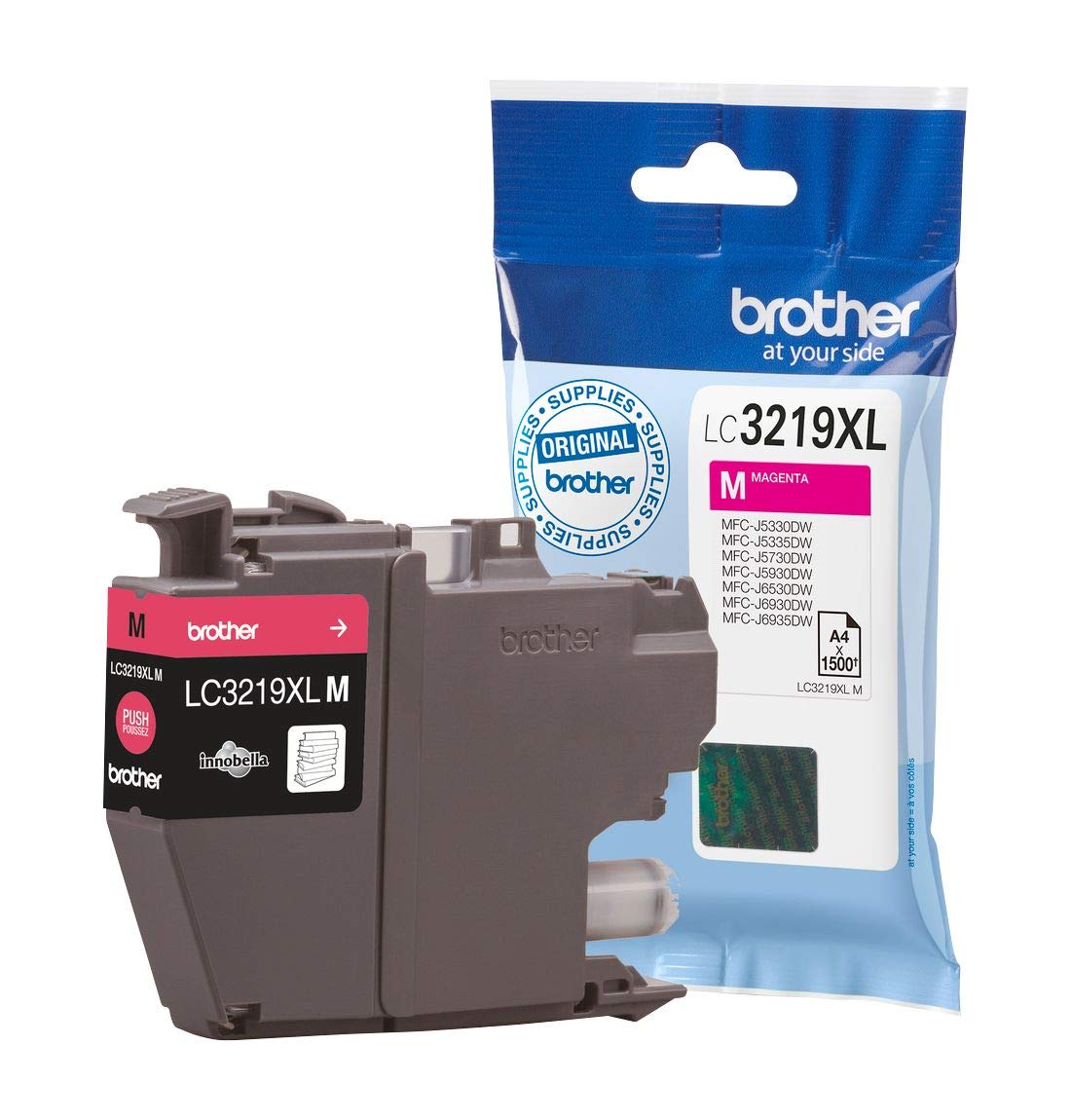 Brother LC3219XLM| Cartuccia InkJet Originale| Alta Capacità| 1500 pag| per Stampanti MFCJ5330DW/MFCJ5730DW/MFCJ6530DW/MFCJ6930DW| Magenta