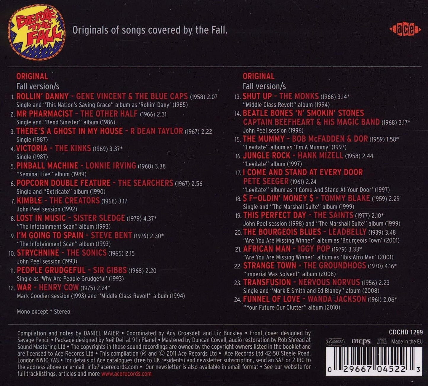 Before the Fall: Originals of Songs Covered By the Fall