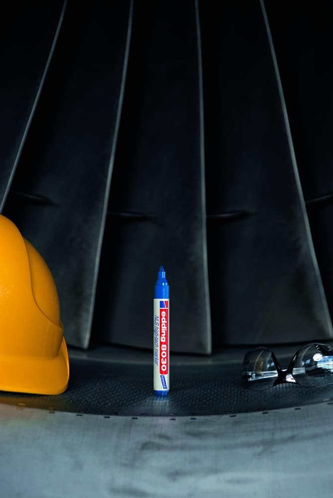 edding 8030 NLS high-tech marker - blue - 10 pens - bullet nib 1.5-3 mm - rustproof marker for low-corrosion marking - for use on steel, metal, iron, aluminium