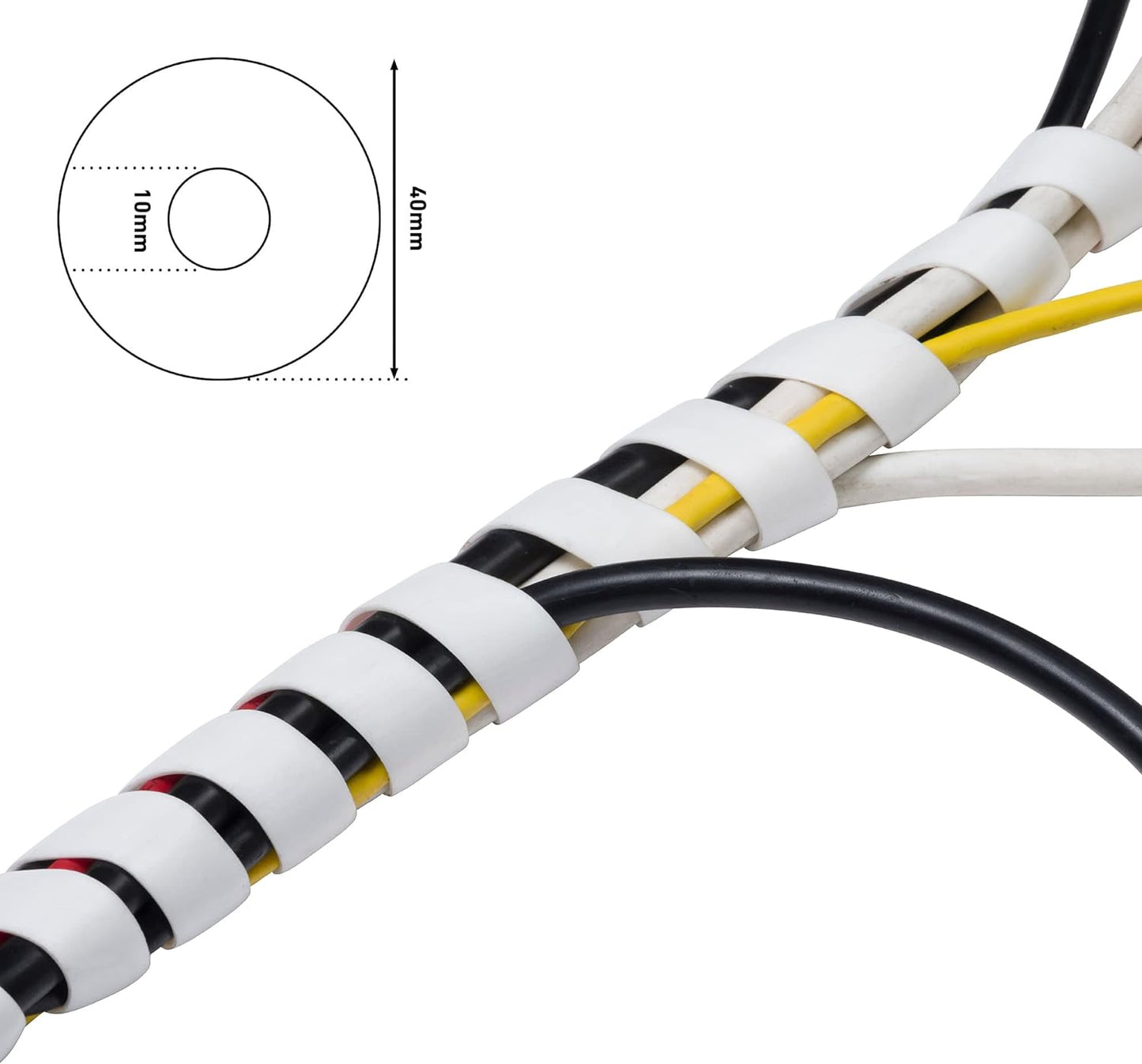 D-Line Cable Tidy Spiral Wrap, Cable Management Solution to Organise Cables - 2.5 Meter Length