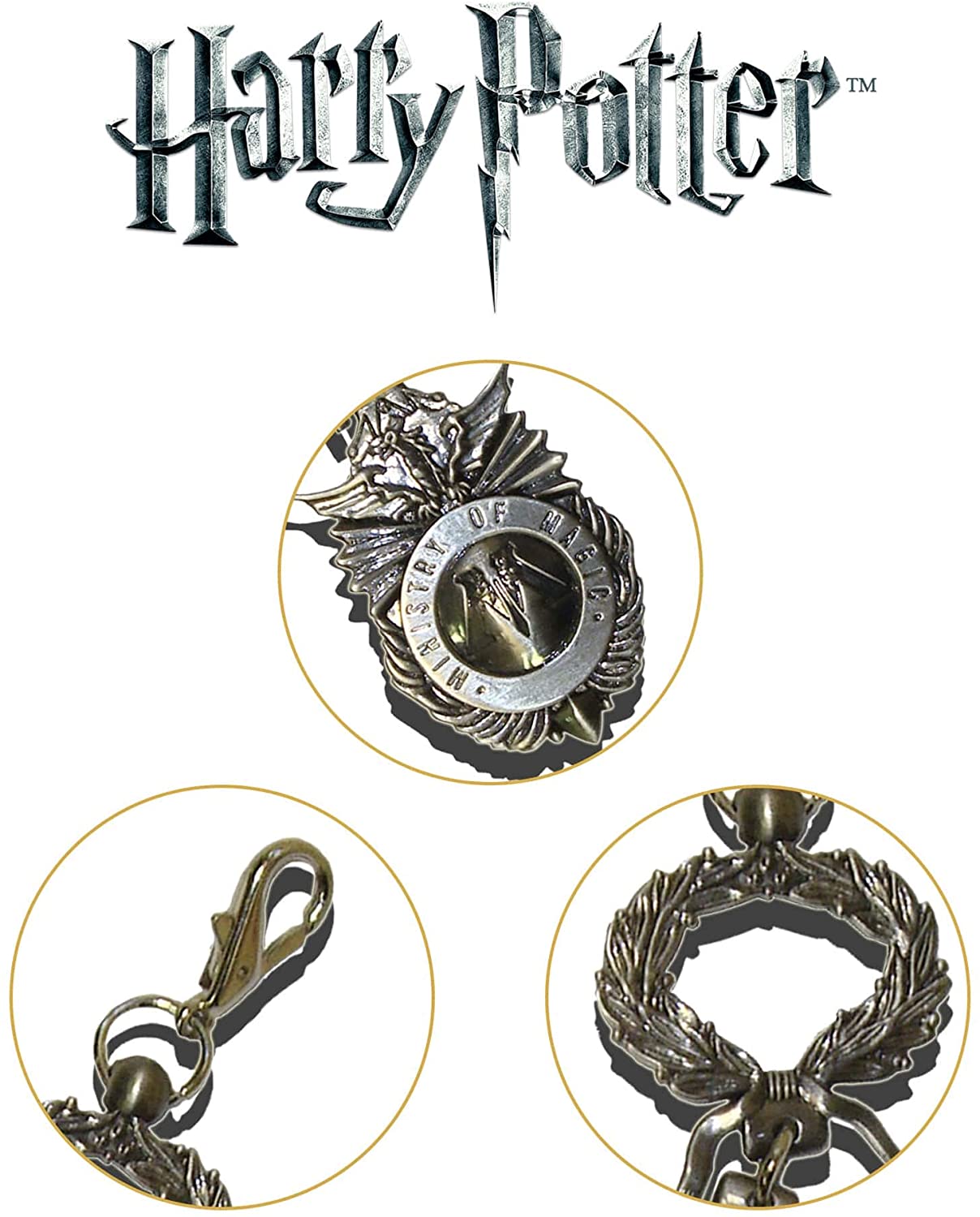 The Noble Collection Harry Potter Ministry of Magic Keychain - 2in (4.5cm) Ministry of Magic Insignia - Harry Potter Film Set Movie Props Gifts Merchandise