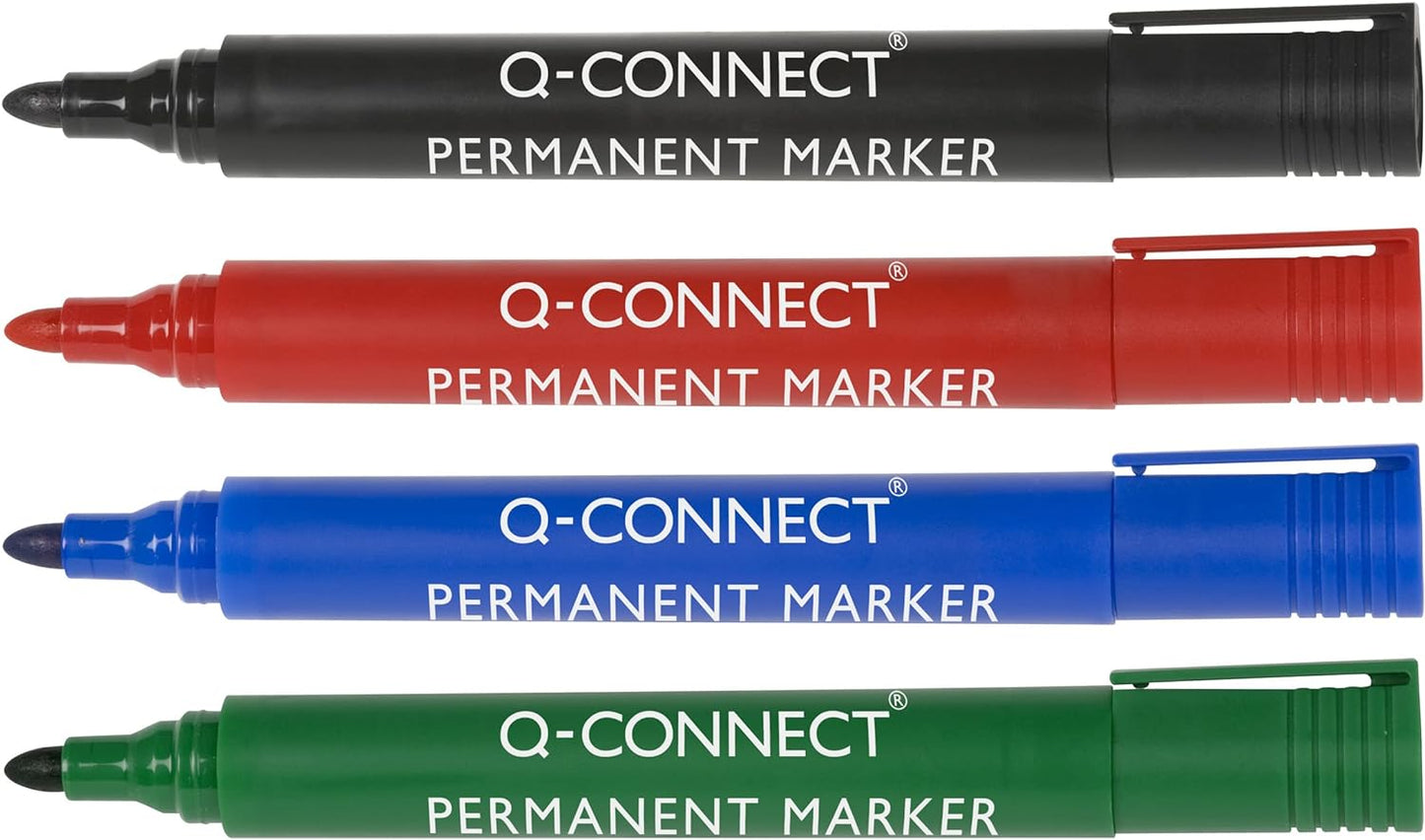 Q-Connect Permanent Marker Pen Bullet Tip Green (Pack of 10) KF01773