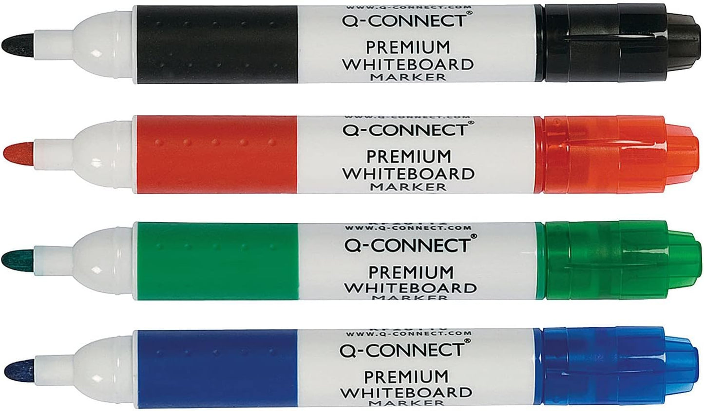 Q-Connect Bullet Tip Premium Whiteboard Marker (Pack of 10)- Black