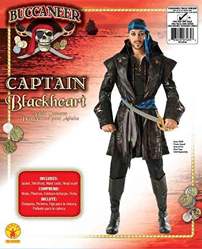 Rubie's Official Rum Runner Pirate Costume, Mens Blackheart Pirate Theme Fancy Dress, Mens Size Standard