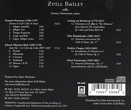 Francoeur/bach/beethoven Cello Works (Bailey)