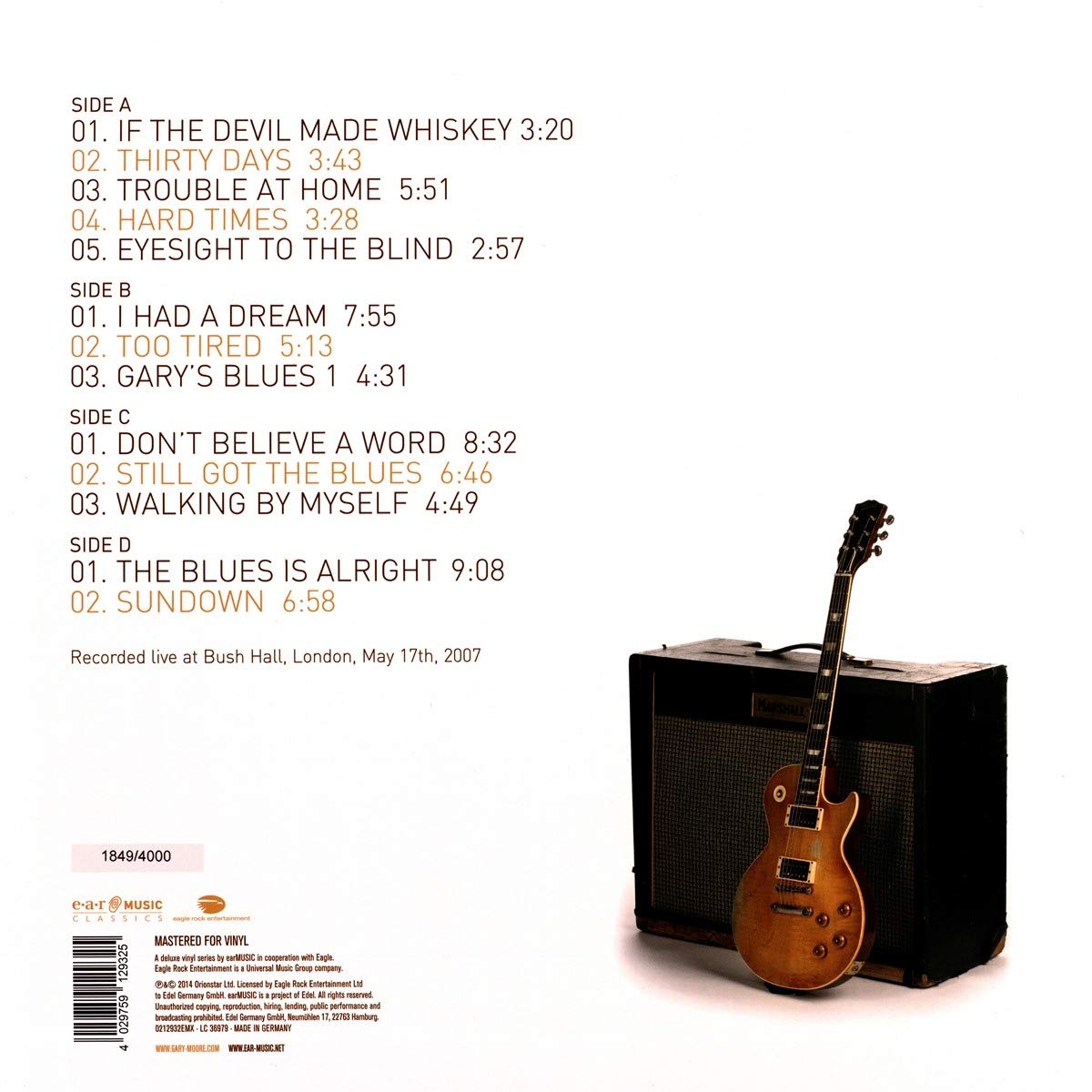 Gary Moore - Live At Bush Hall (Limited 2LP+CD)