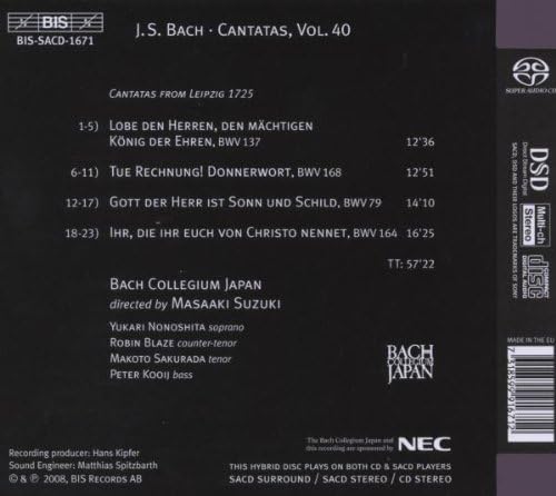 Cantatas Vol. 40 (Kooij, Bach Collegium Japan)