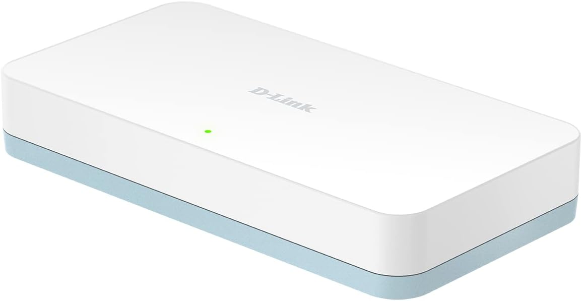 D-Link DGS-1008D 8-Port Gigabit Desktop Switch, Hub, Internet Splitter, Metal, Fanless, Plug and Play, UK Model