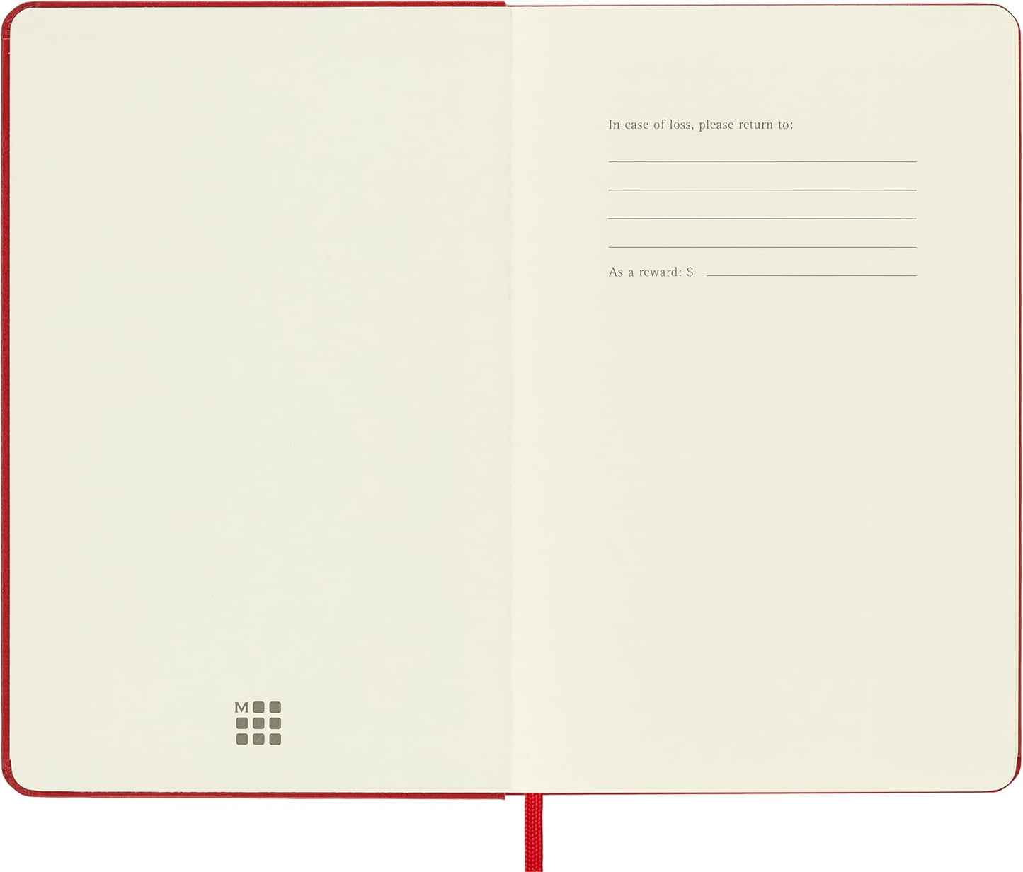 Moleskine Classic Plain Paper Notebook, Hard Cover and Elastic Closure Journal, Color Scarlet Red, Size Medium 11.5 x 18 cm, 208 Pages Scarlet Red Medium Plain