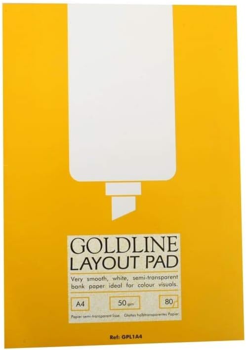 Clairefontaine - Ref GPL1A4Z - Goldline Layout Pad (Contains 80 Sheets) - A4 (210 x 297mm) in Size, 50gsm Paper, FSC-Certified, Degree of Transparency, Acid Free