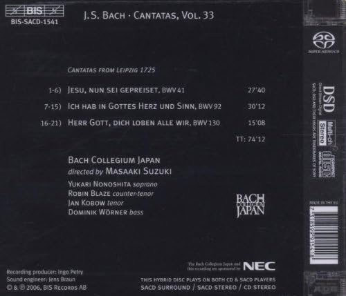 Cantatas Vol. 33 (Suzuki, Bach Collegium Japan)