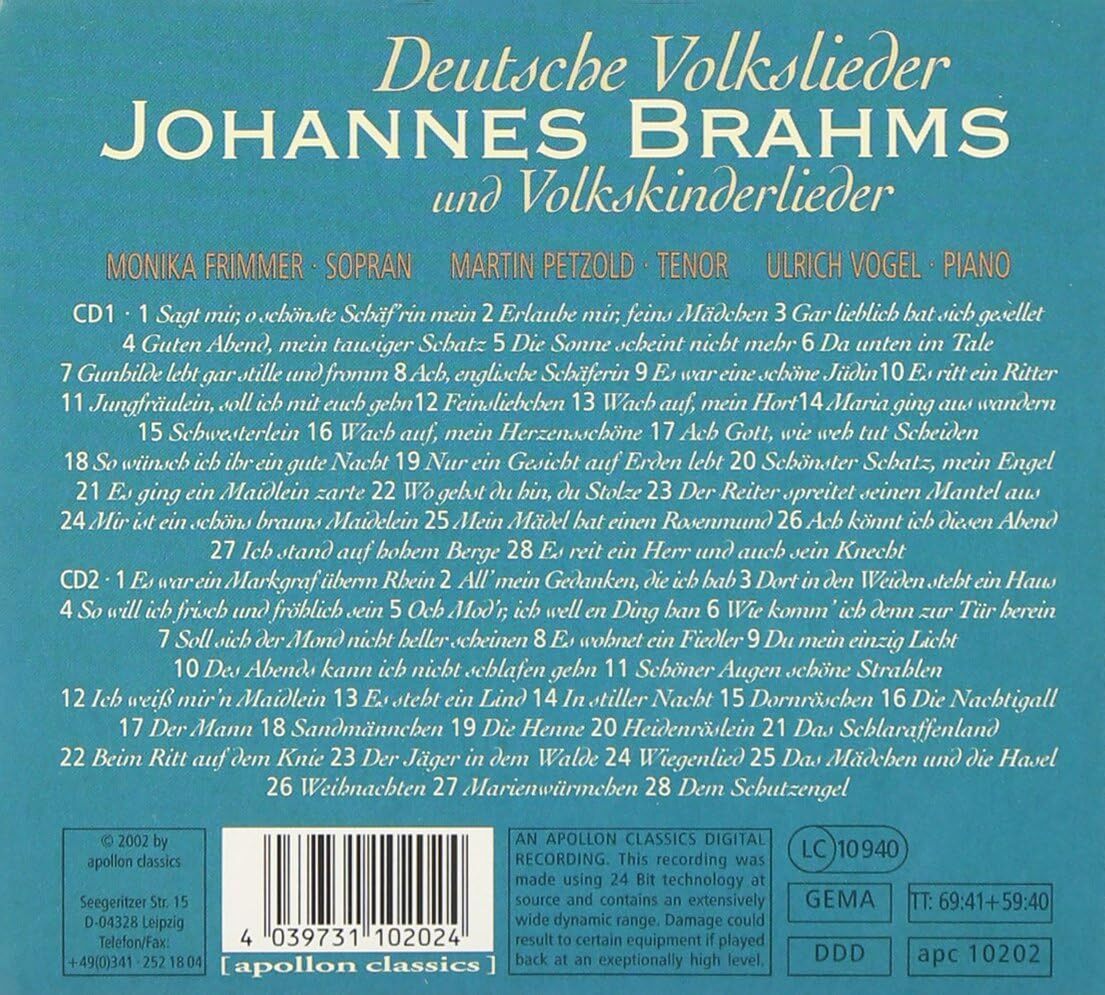 BRAHMS:DEUTSCHE VOLKSLIEDER