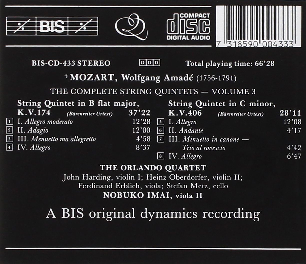 Complete String Quintets Vol. 3 (Orlando Quartet, Imai)