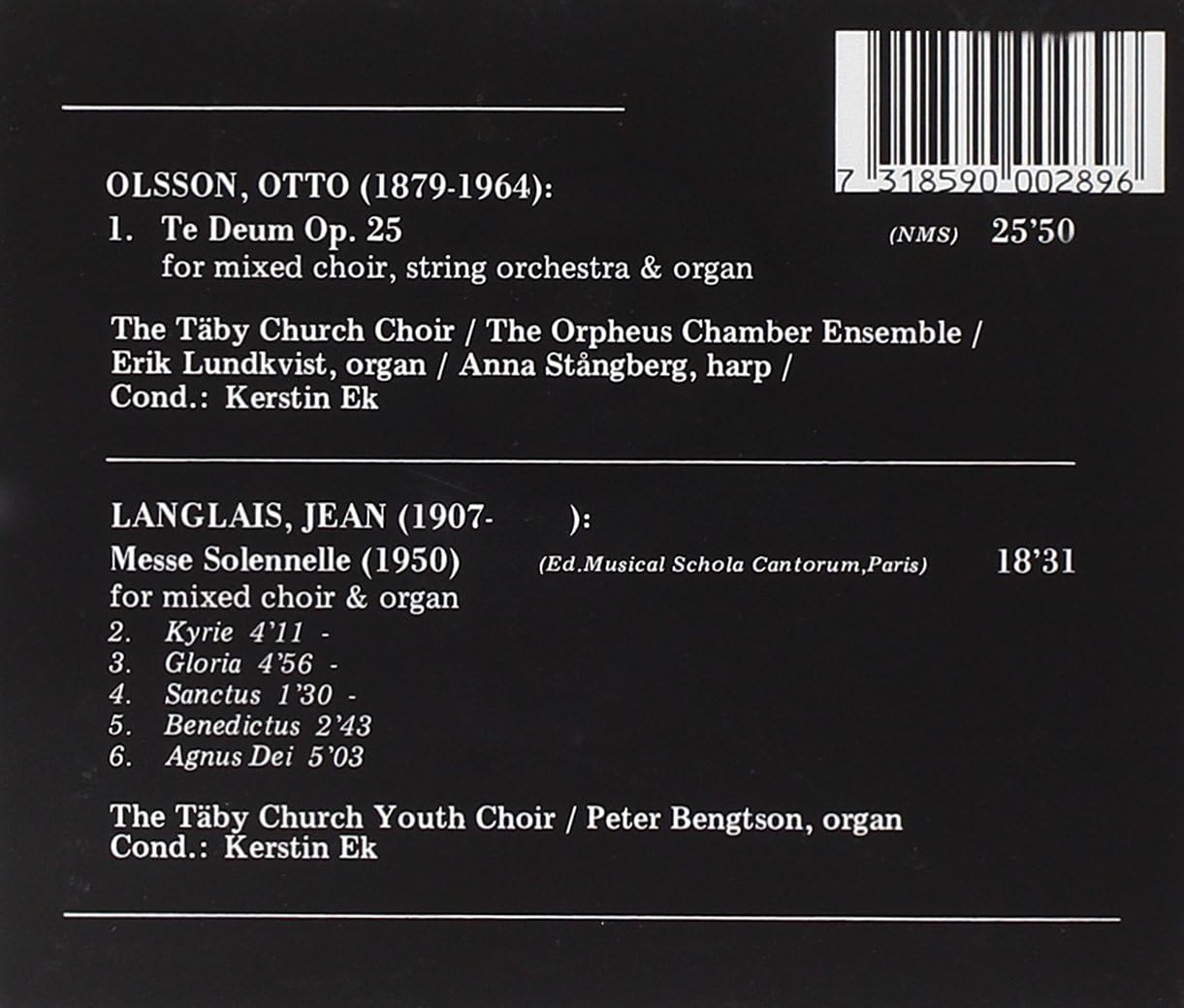 Sacred Choral Works (Stangberg, Lundkvist, Ek)