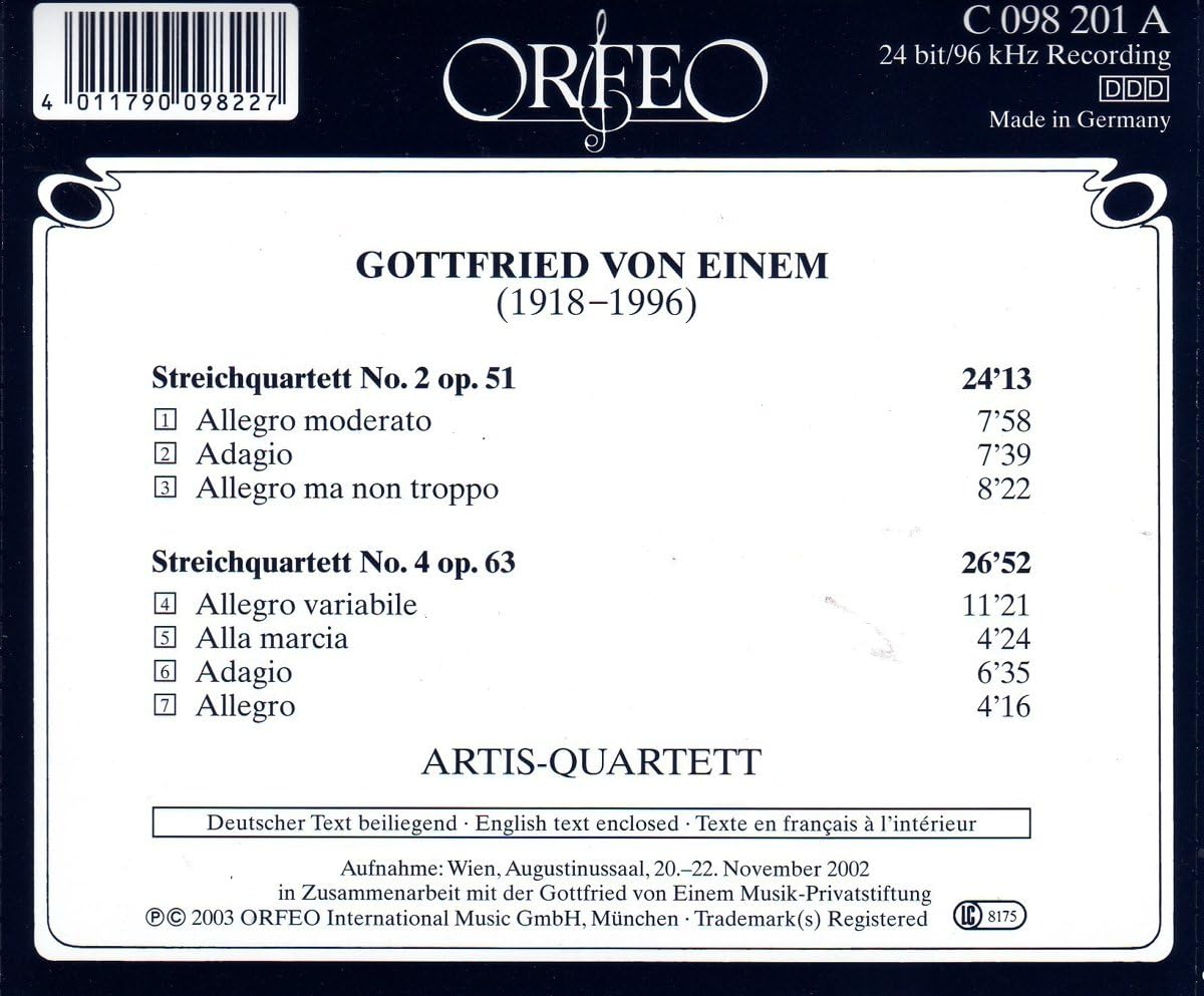 Streichquartette Nos. 2 and 4 (Artis-quartett)