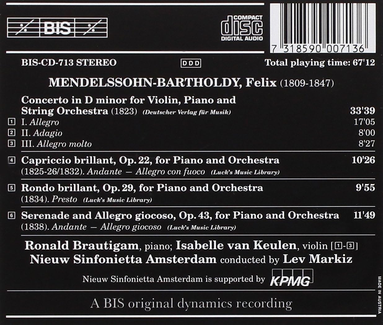 Concerto for Violin (Amsterdam Ne Sin, Markiz)