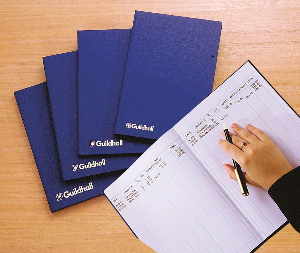 Exacompta - Ref 31/7Z - Guildhall Account Book - 298 x 203mm in Size, Hardback Vinyl Cover, 95gsm Ledger Quality Paper, Traditionally Sewn - 7 Cash Columns