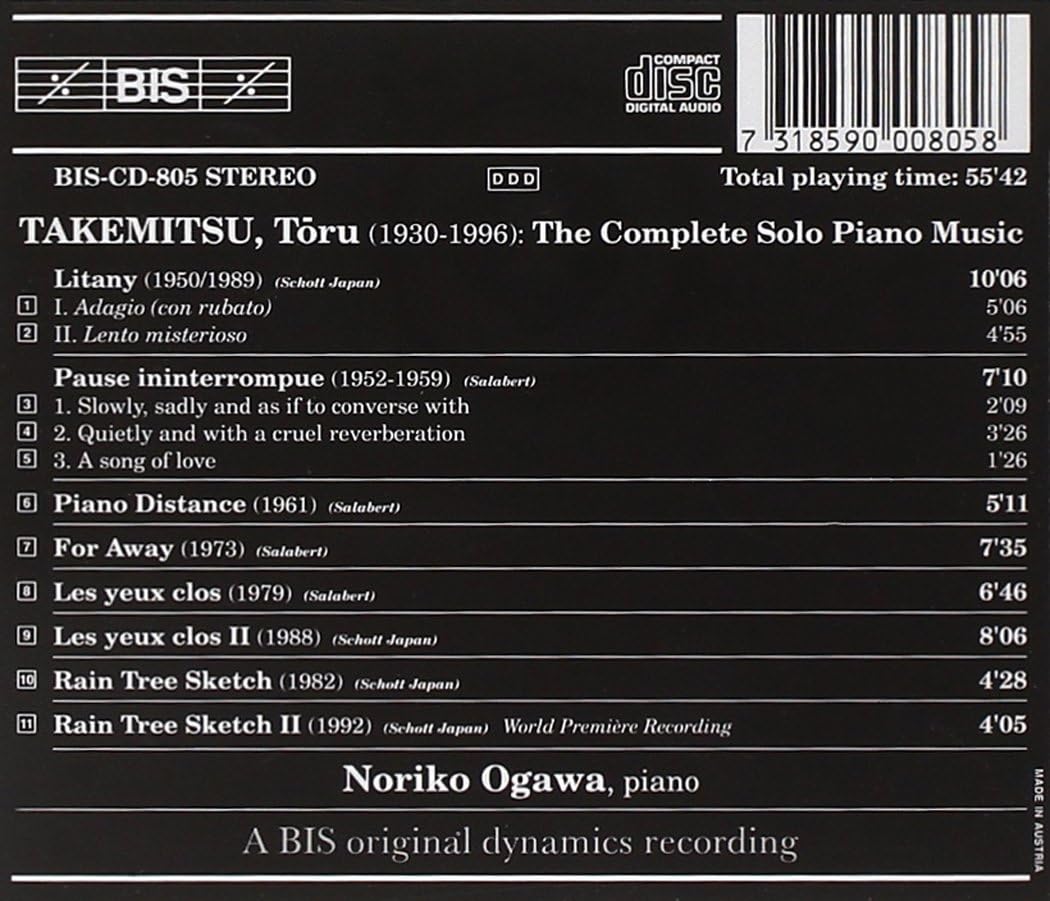 Rain Tree - Piano Music of T Takemitsu