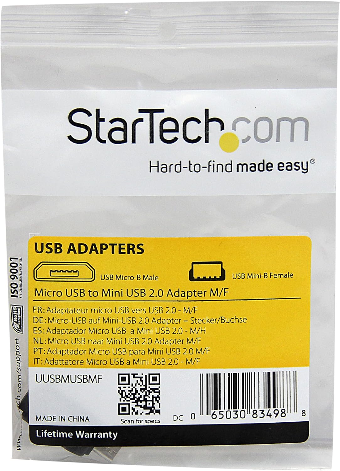 StarTech.com Micro USB to Mini USB 2.0 Adapter M/F - Micro to Mini USB Adapter - Mini USB Adapter - Micro USB to Mini USB (UUSBMUSBMF