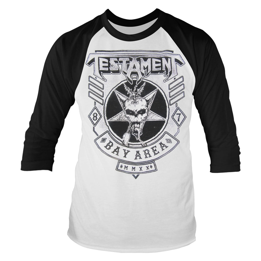 TESTAMENT - BAY AREA 87 (WHITE) EUROPE 2020 TOUR WHITE Long Sleeved Baseball Shirt Small