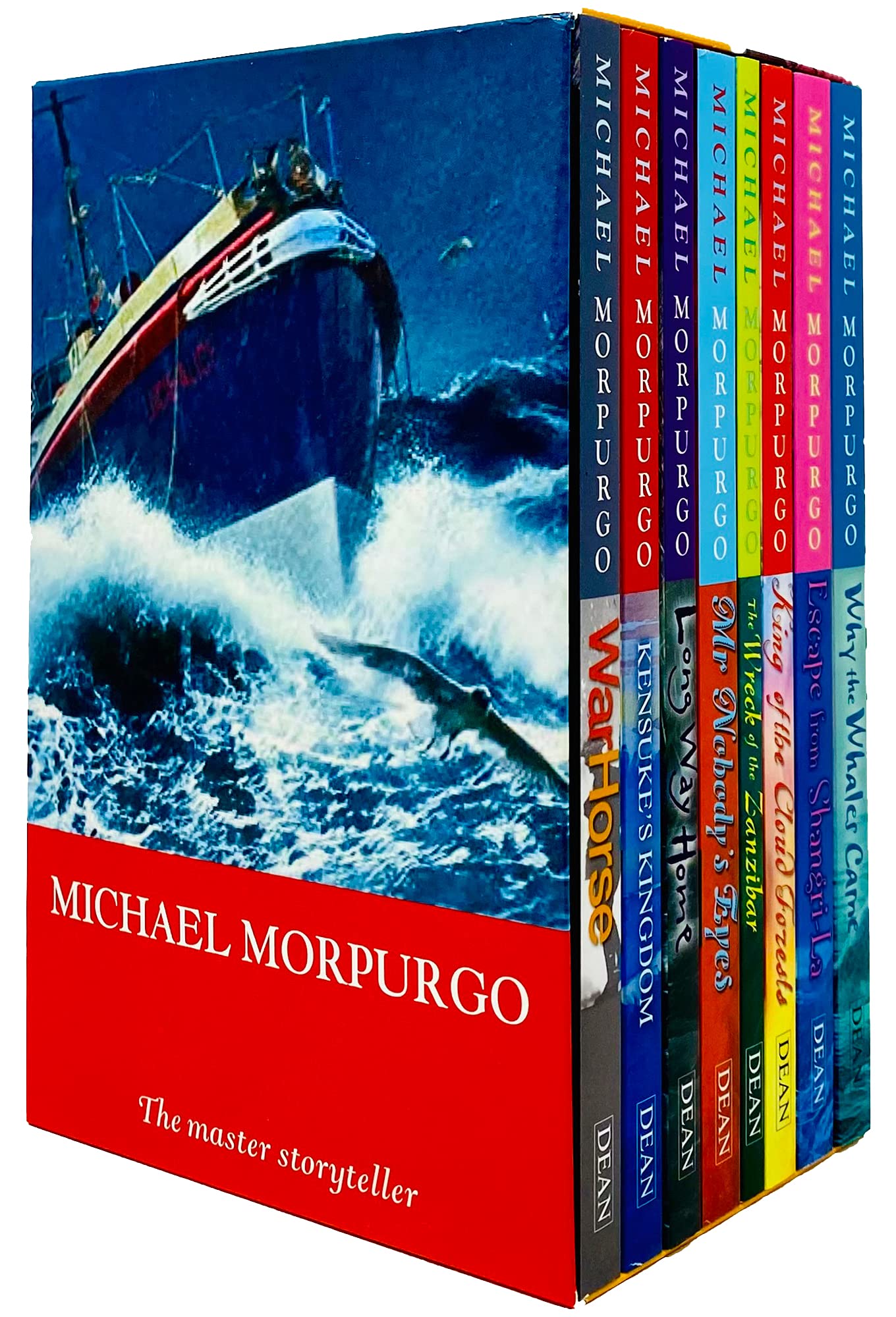 Michael Morpurgo Collection Childrens 8 Books Set Boxed (King of the Cloud Forests, Escape from Shangri-La, Why the Whales Came, Kensuke's Kingdom, Long Way Home, The Wreck of the Zanzibar, Mr Nobody's Eyes and War Horse