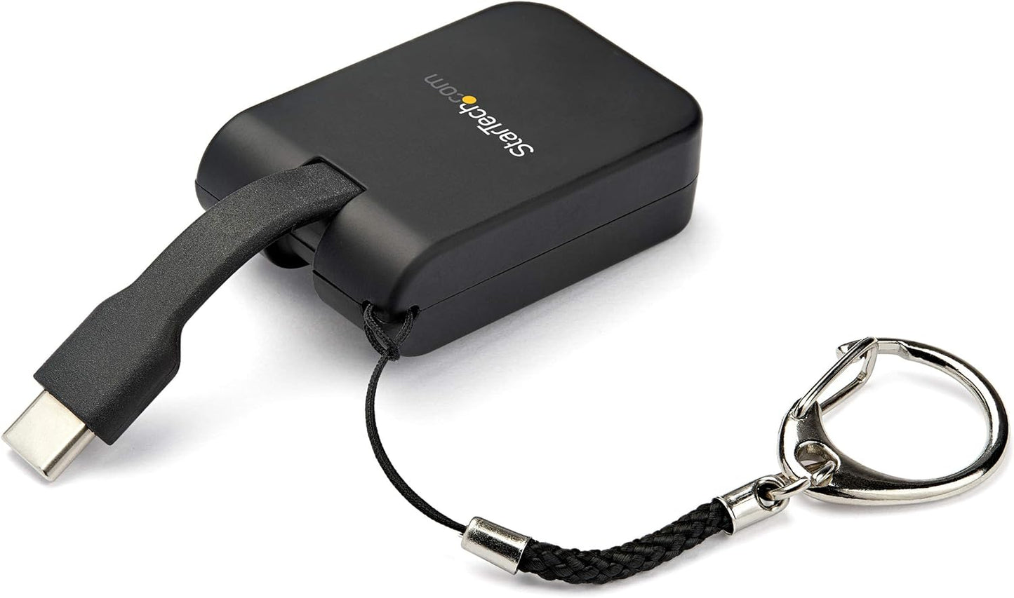 StarTech.com Compact USB C to VGA Adapter - 1080p USB Type-C to VGA Video Display Converter with Keychain Ring - Active USB-C DP Alt Mode to VGA Monitor Dongle - Thunderbolt 3 Compatible (CDP2VGAFC) Portable Mini Black