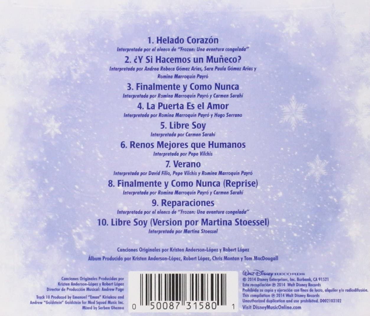 Frozen: Canciones De Una Avent