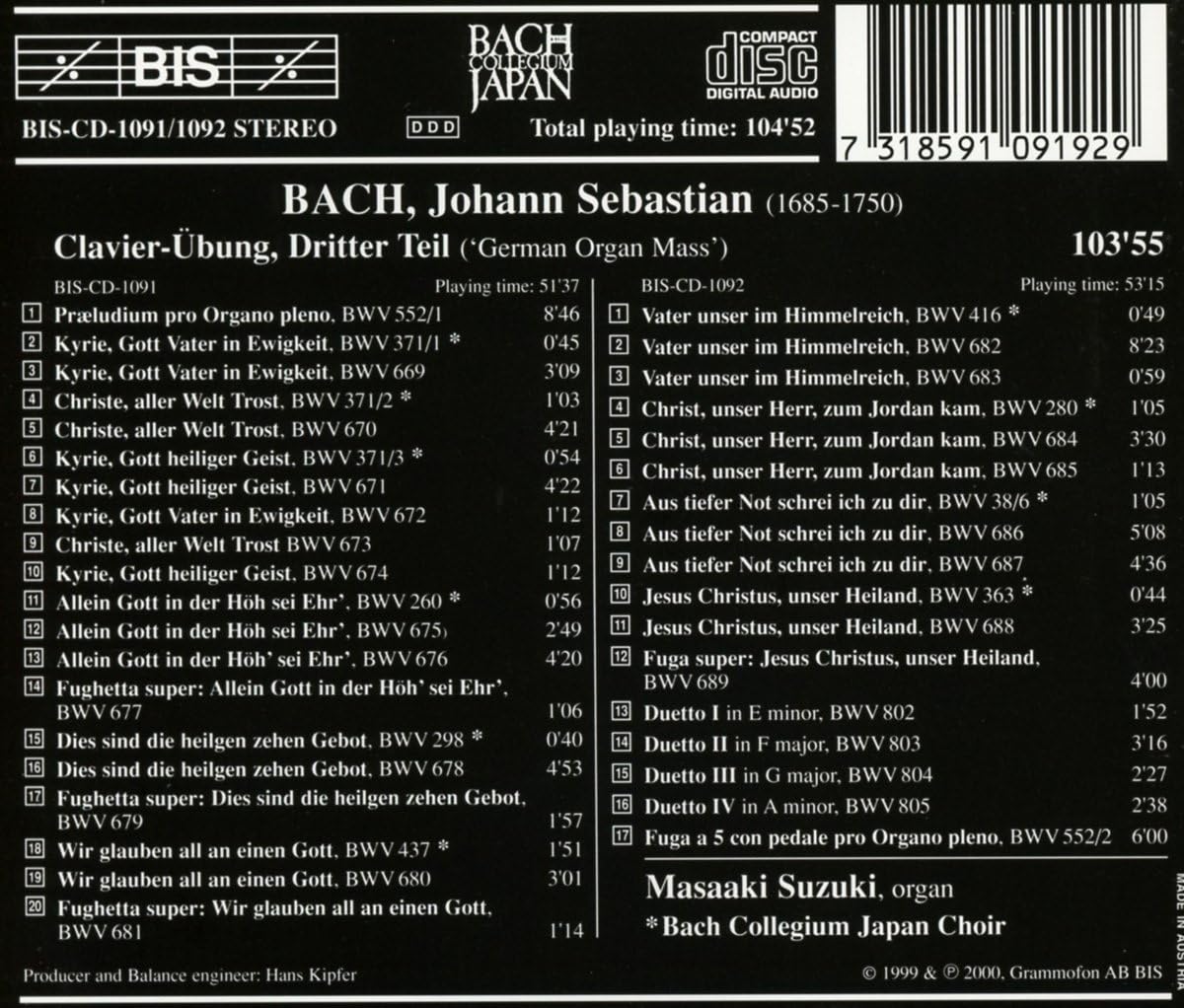 Clavier Ubung 3 (Suzuki, Bach Collegium Japan)