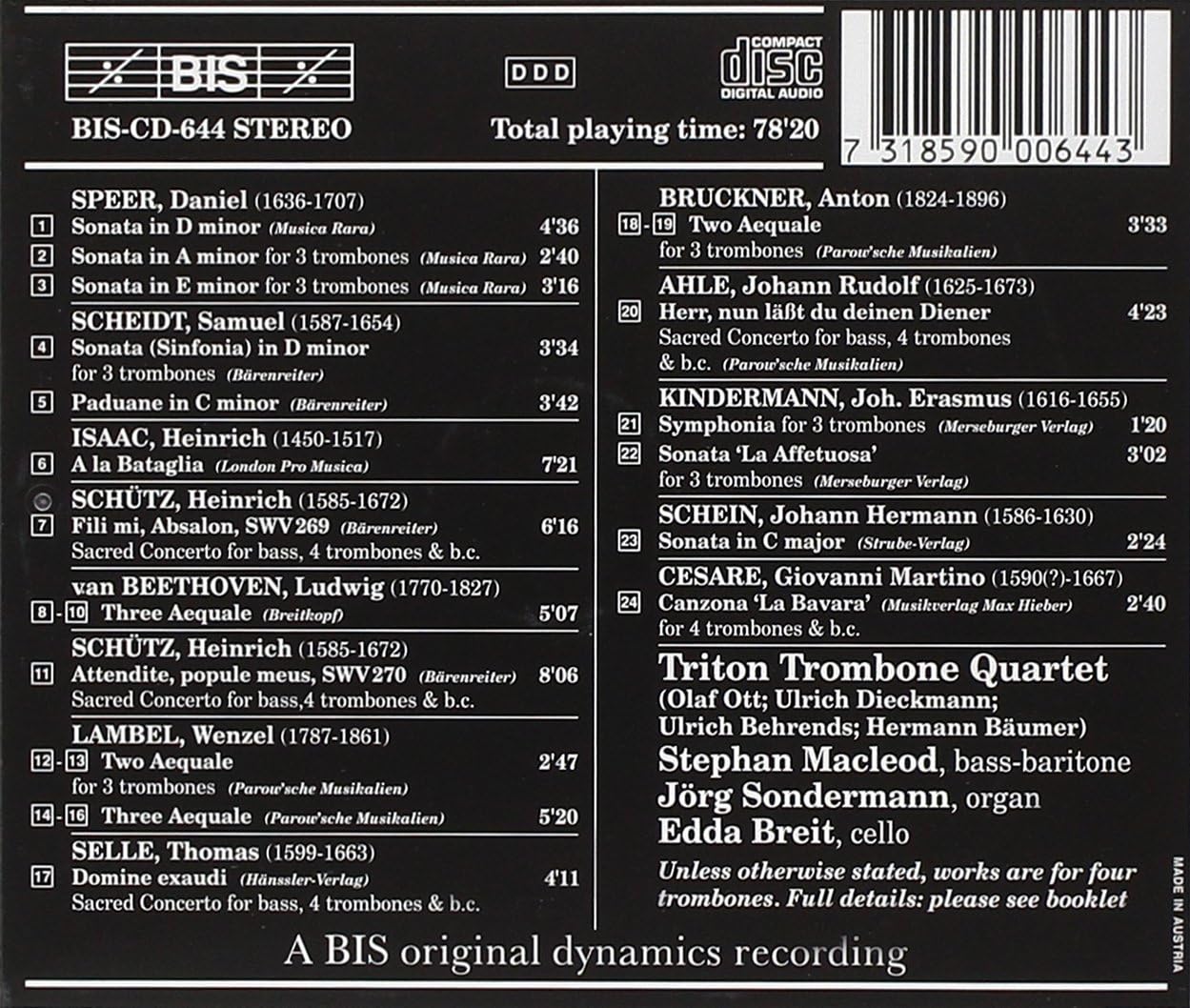 German Music for Trombones (Ttq, Macleod, Breit, Sondermann)