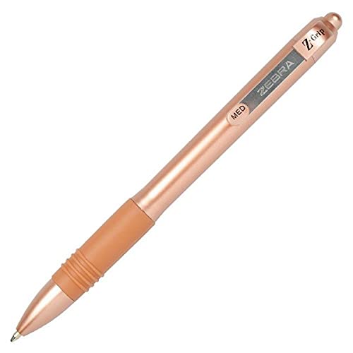 Zebra Z-Grip Rose Gold Retractable Ballpoint Pen 1.0mm Tip 0.4mm Line Rose Gold Barrel Black Ink