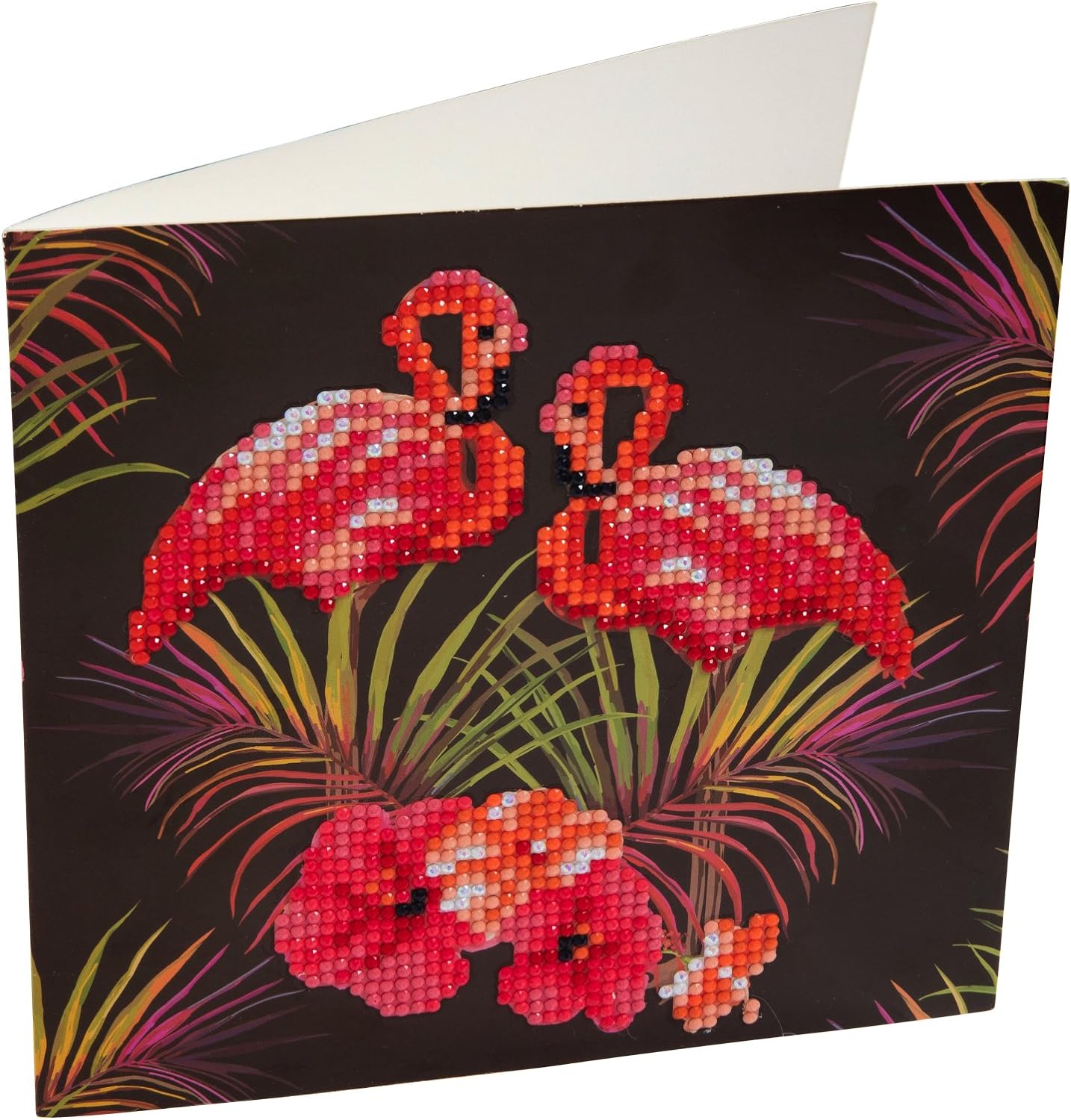 Crystal Art Diamond Painting Card Kit - Flamingos- Create Your Own 7"x7" Card Kit - for Ages 8 and up