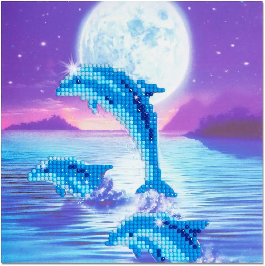 Crystal Art Dolphins Crystal Art Card Kit 18 x 18 cm
