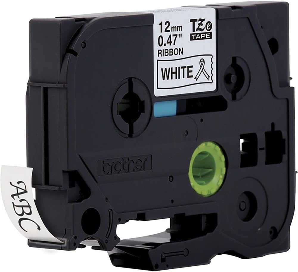 Brother TZe-R231 Labelling Tape Cassette, Black on White, 12mm (W) x 4M (L), Ribbon Tape, Brother Genuine Supplies