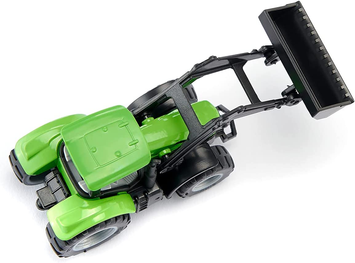 siku 1394, DEUTZ-FAHR with Front Loader, Metal/Plastic, Green, Movable front loader, Removable cab, Trailer coupling Tractor with Front Loader