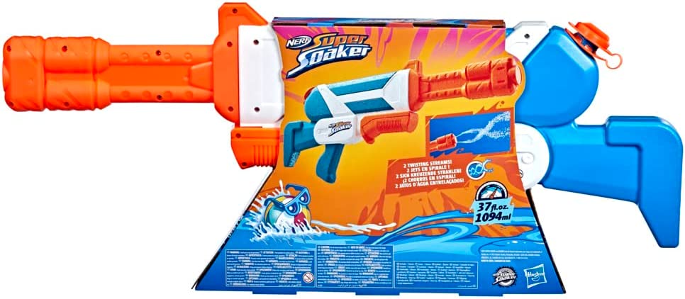 Nerf Super Soaker Twister Water Blaster, 2 Twisting Streams of Water, Pump to Fire, Outdoor Water-Blasting Fun, Multicolor (F3884