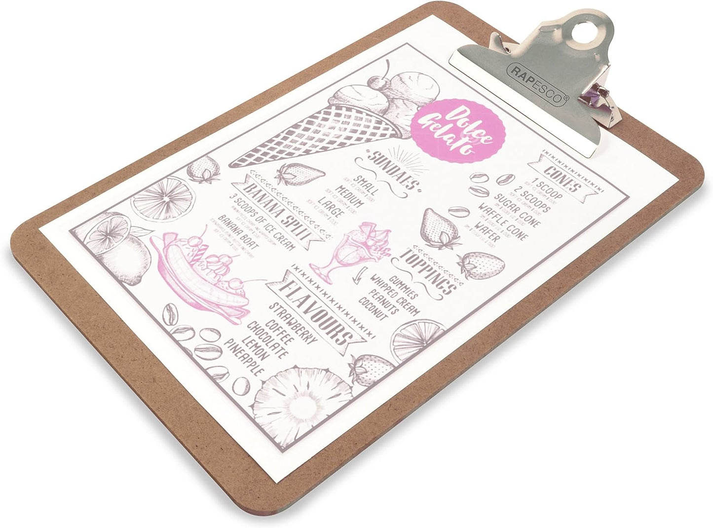 Rapesco 1402 Heavy Duty Hardboard Clipboard, A5, Brown